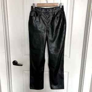 Madewell The Perfect Vintage Straight Jean Black Faux Leather pants 27